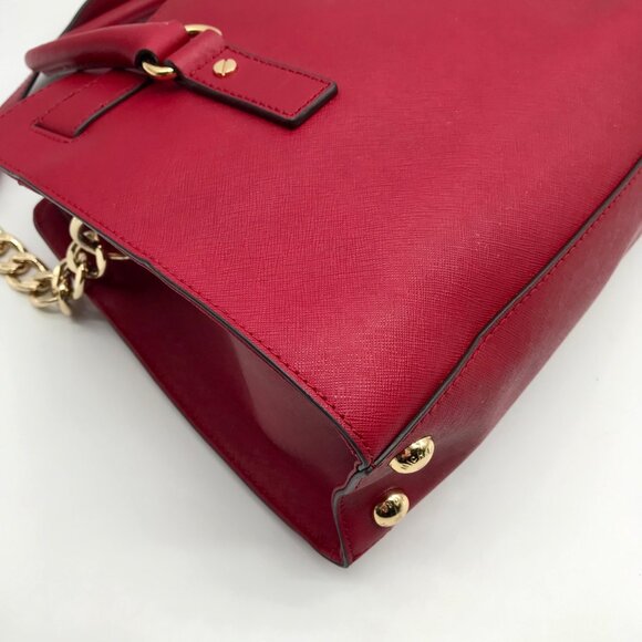 Michael Kors Red Saffiano Leather Hamilton Tote - Picture 9 of 10